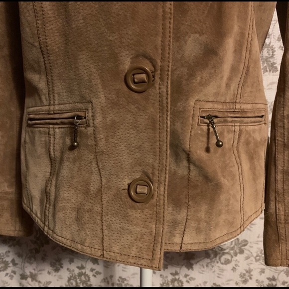 VTG Leather Jacket Suede Moto Brown Pockets Biker - Picture 4 of 13